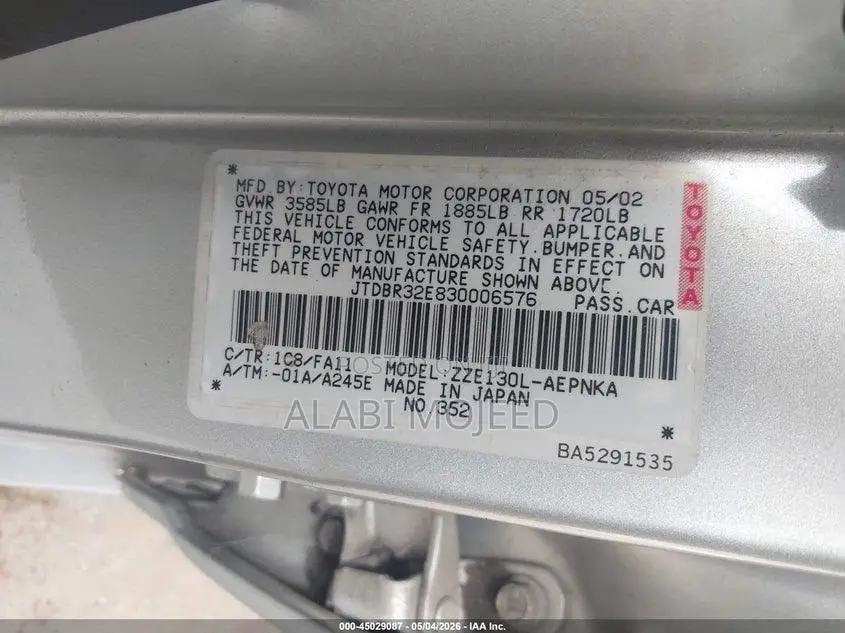 Toyota Corolla 1.4 2004 Silver