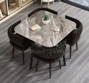 Modern Durable 4 Seater Steel Velvet Dining Table