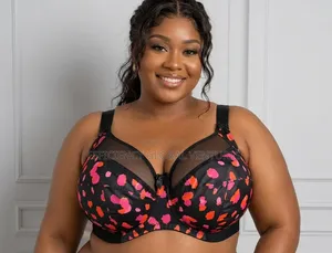 Ladies Plus Size Full Support Underwire Bra - Pink Leopard