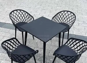Black Outdoor Dining Table Set – 4 Seater