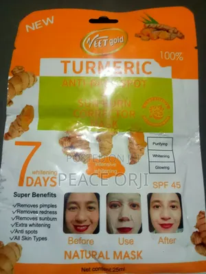 Tumeric Anti Dark Spot Sun Corrector Face Mask.