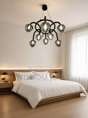 Modern Black Chandelier With Smoked-Grey Glass Globes