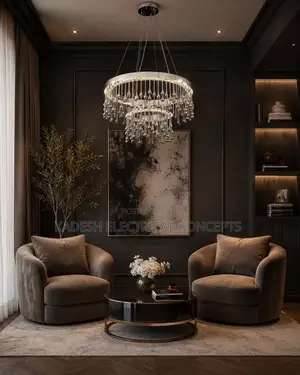 New Led Crystal Chandelier Modern Living Room Round Ceiling