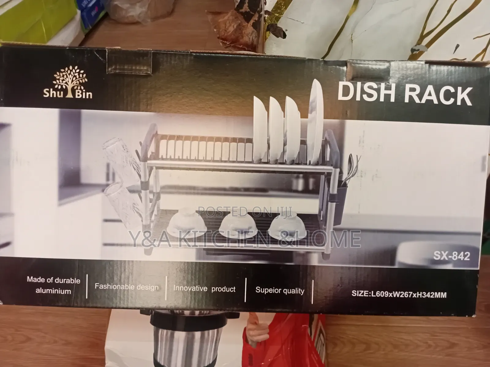 Title: Aluminium 2-Tier Dish Rack – Stylish Kitchen Organizer