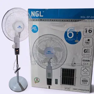 NGL 16" Solar Rechargeable Standing Fan With Solar Panel, Remote & USB