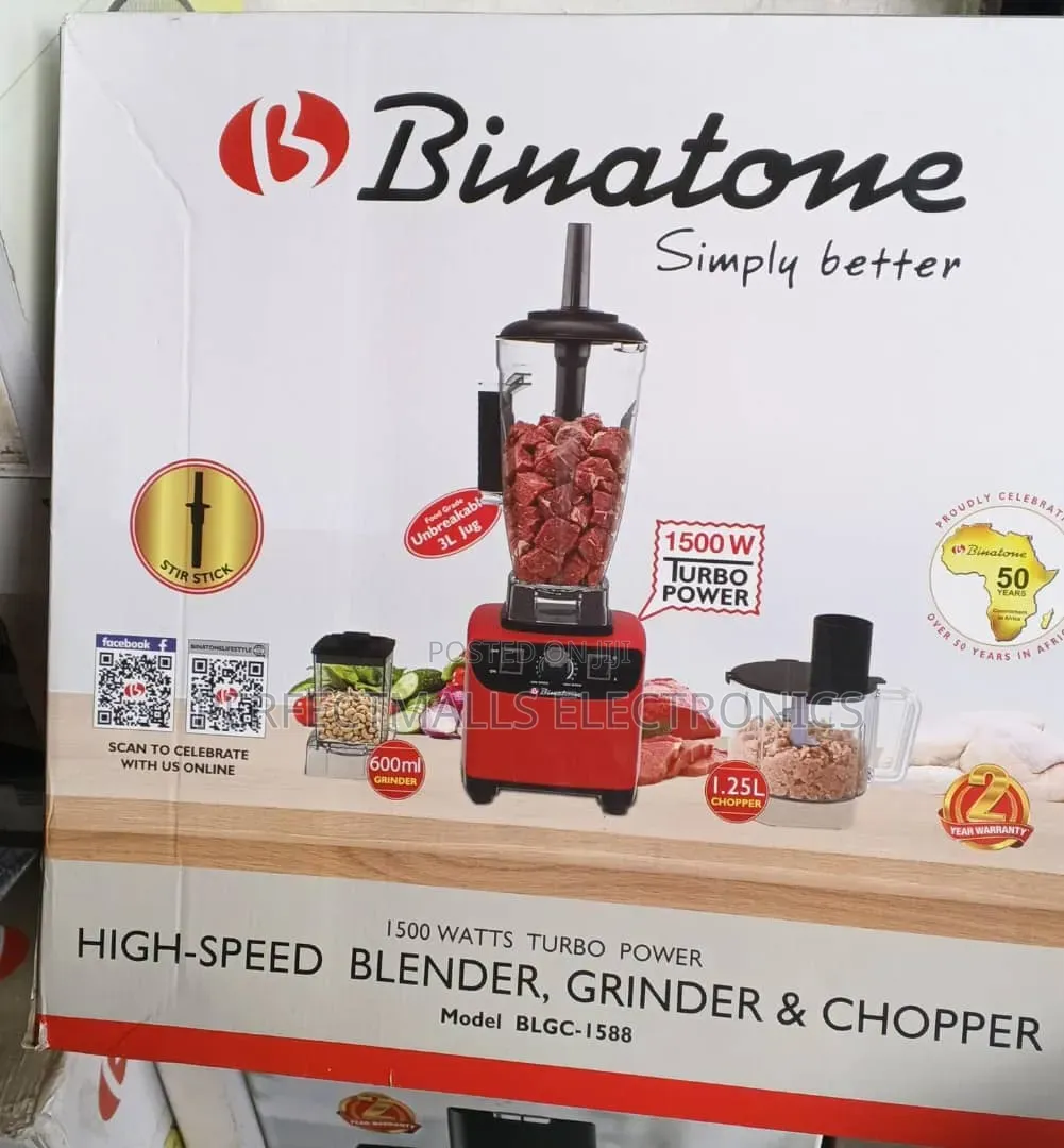 Binatone 1500W High-Speed Blender, Grinder & Chopper BLGC-1588