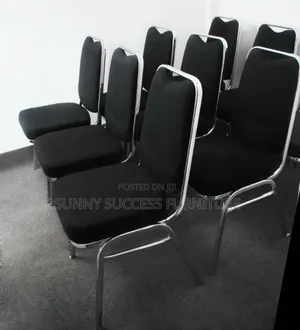 Black Padded Banquet Chairs With Chrome Metal Frames