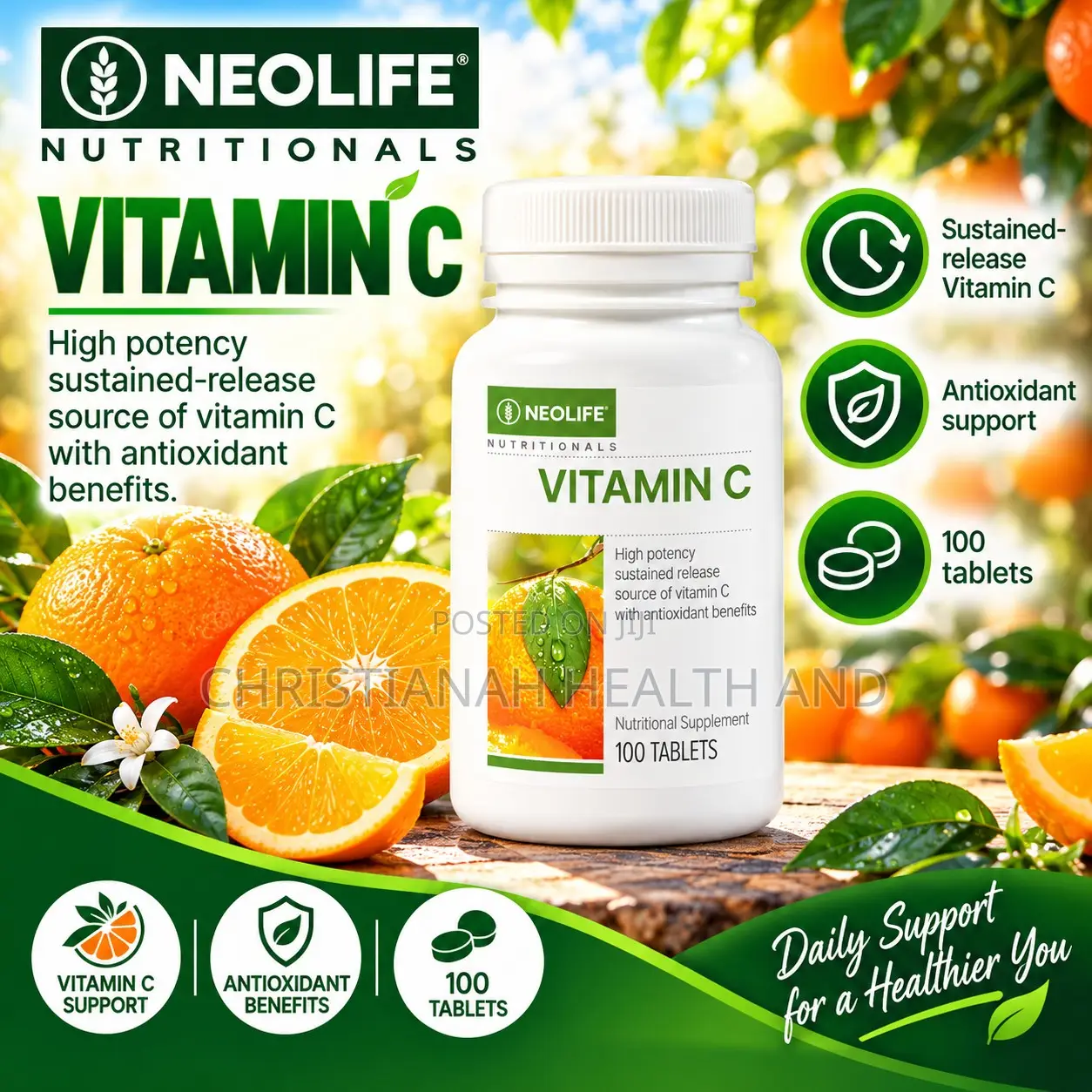 Vitamin C Sustained Release 100 Tablets Single. 8 Oranges in 1 Tablet