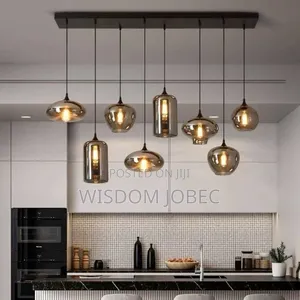 Modern Multi-Drop Smoky Glass Pendant Chandelier