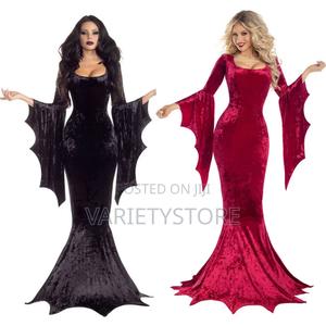 Bat Witch Ghost Bride Halloween Costume Gothic Morticia Long Dress