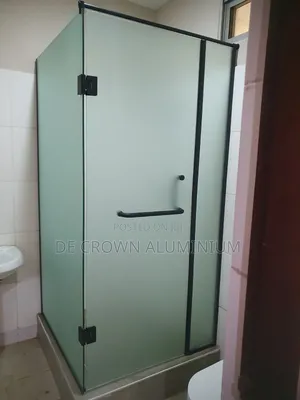 10mm Full Frosted Glass Shower Cubicle With Black Accessories