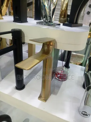 Brush Gold Countertop Basin Mixer Faucet