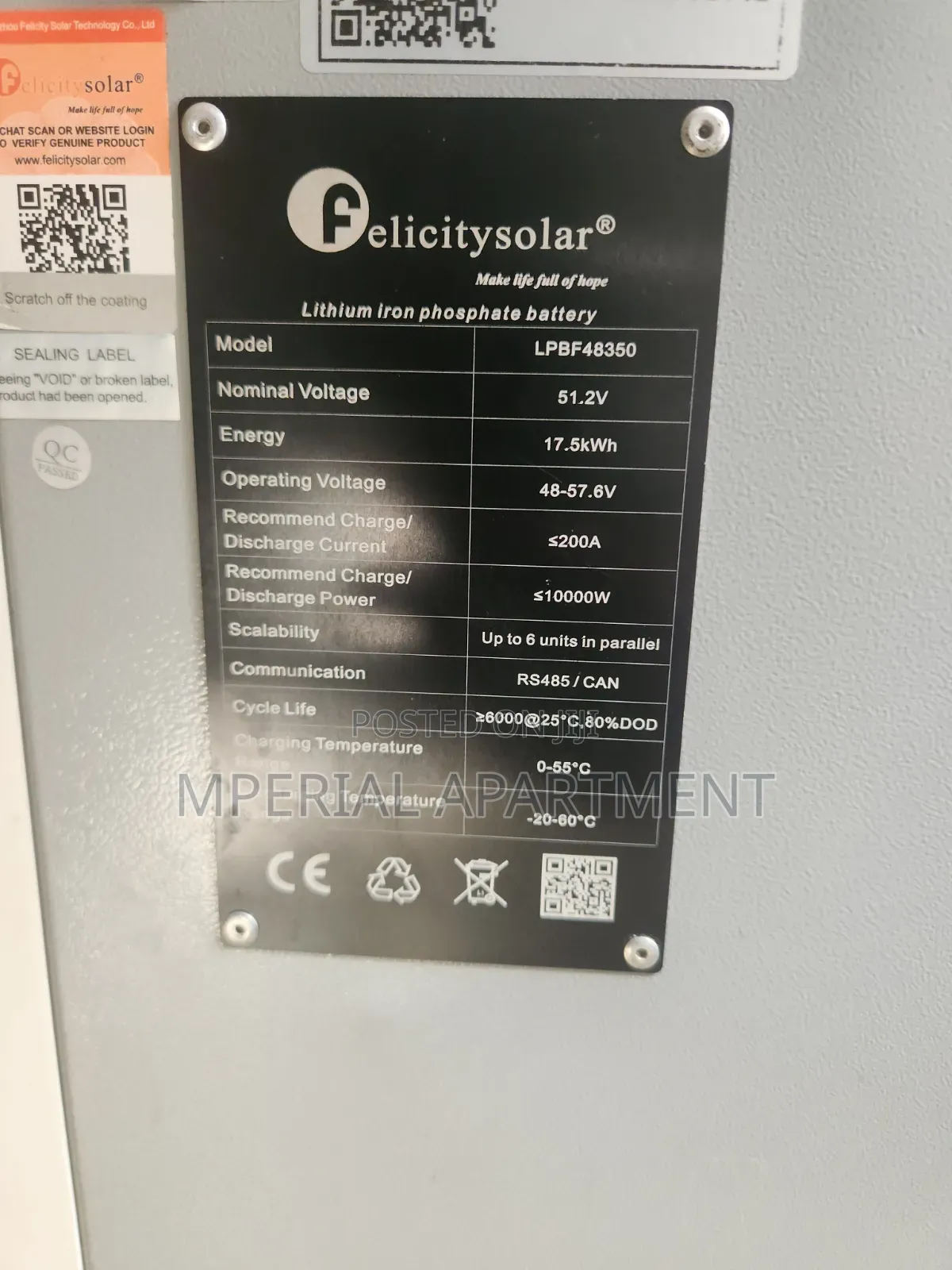 Felicity 17.5kw Lithium Iron Battery