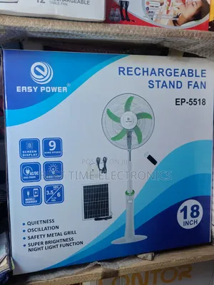 18" Easy Power Solar Rechargeable Stand Fan