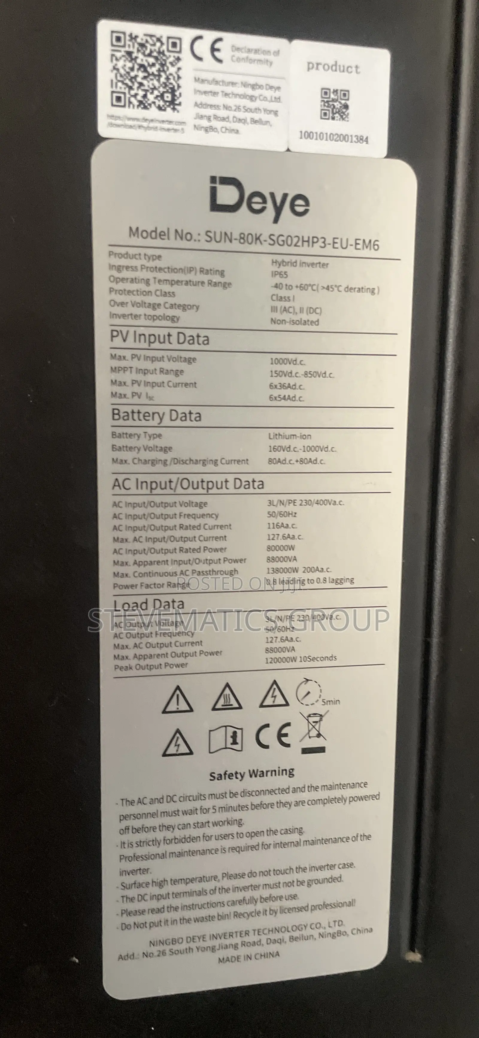 Deye 80kva Inverter