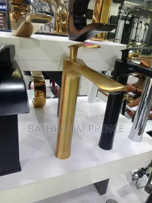 Long Rose Gold Countertop Basin Mixer Faucet