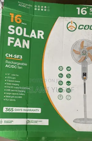 16inches Colahome Solar Rechargeable Fan