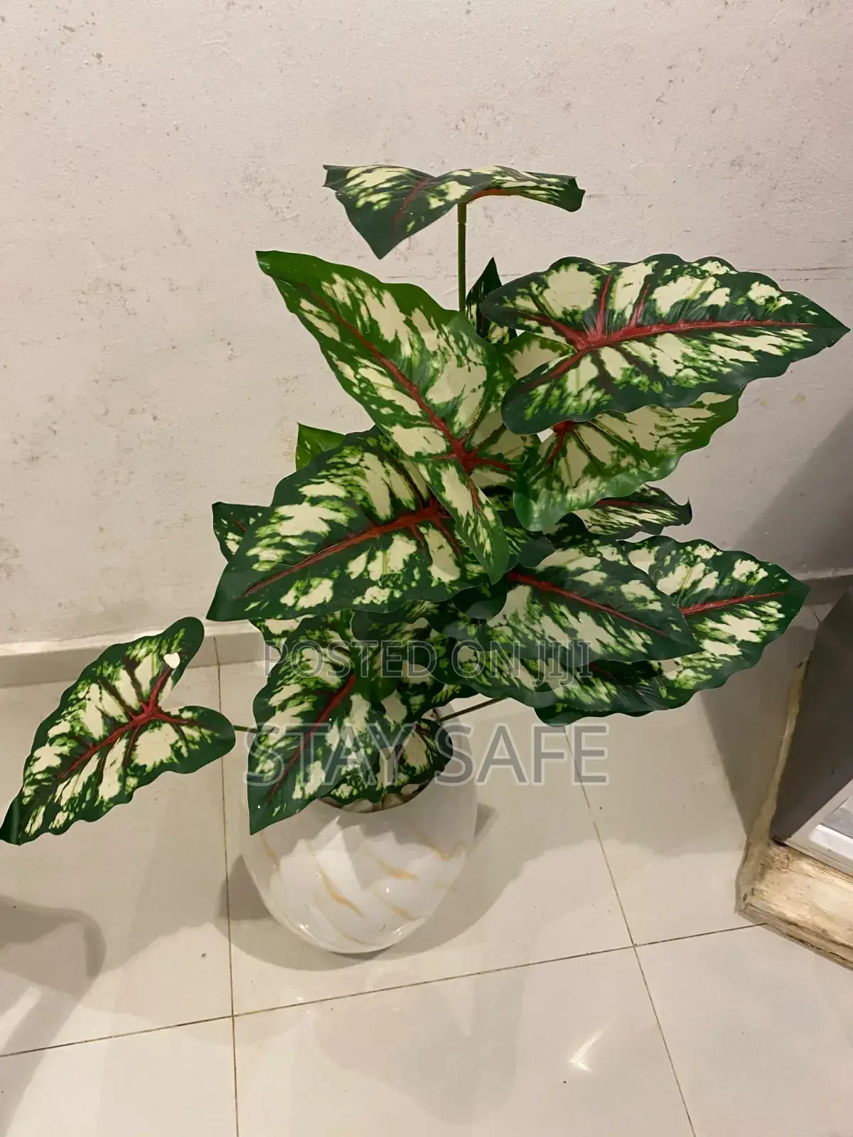 Artificial Floor Plants in White Ceramic Pots