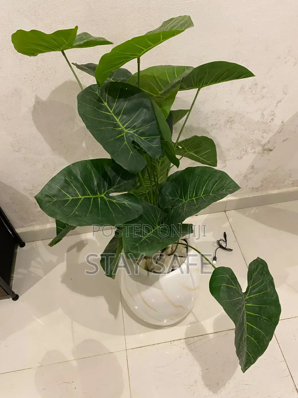 Artificial Floor Plants in White Ceramic Pots