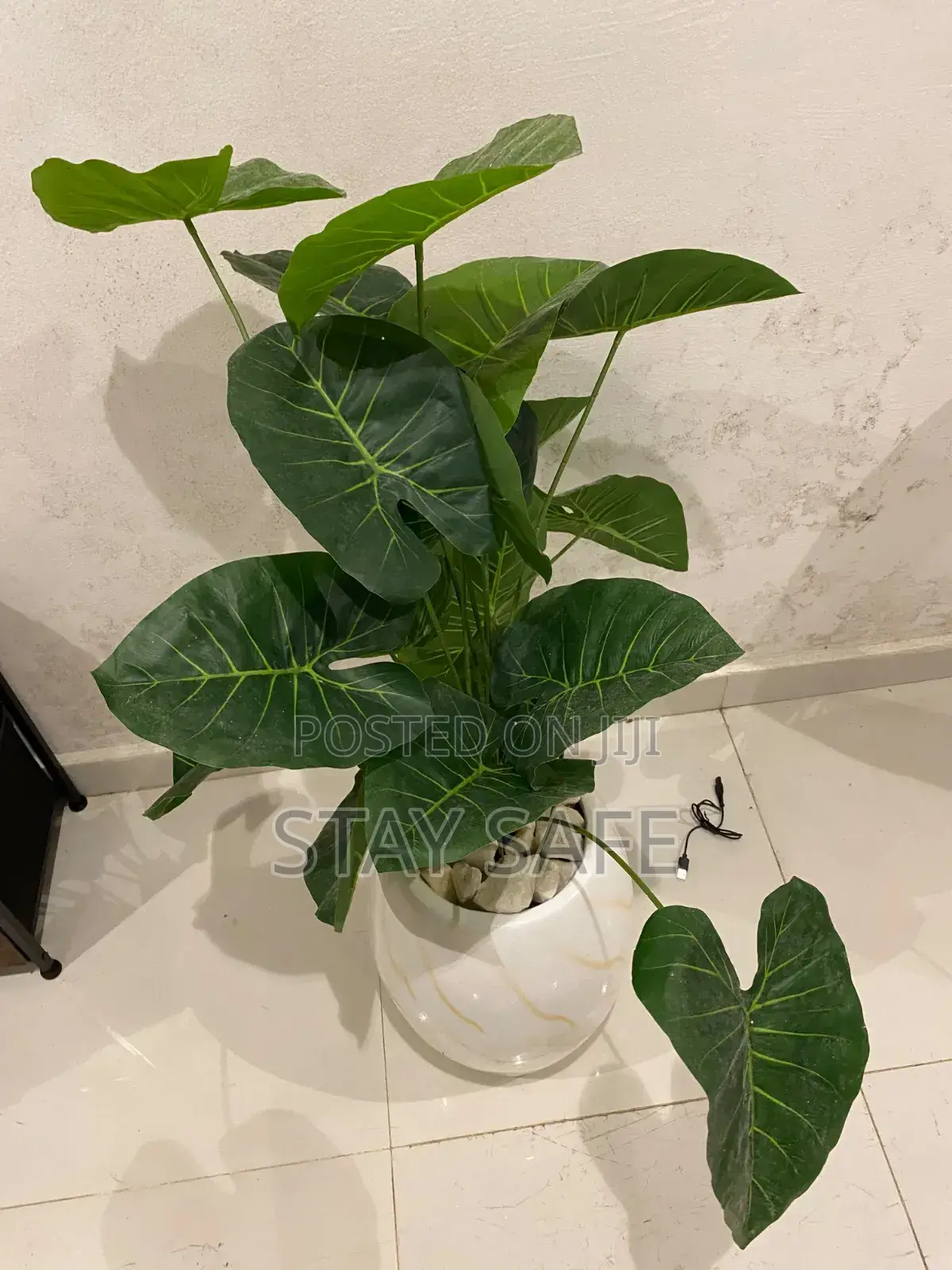 Artificial Floor Plants in White Ceramic Pots