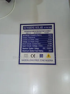 Sunshine Solar 180w Mono Panel
