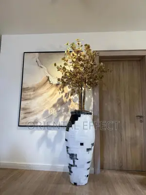 White Stroke Nile Antique Pot With Artificial Money Tree | Nigeria