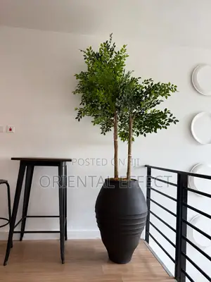 Matte Black Big Venice Pot With Artificial Elm Seed Tree | Nigeria