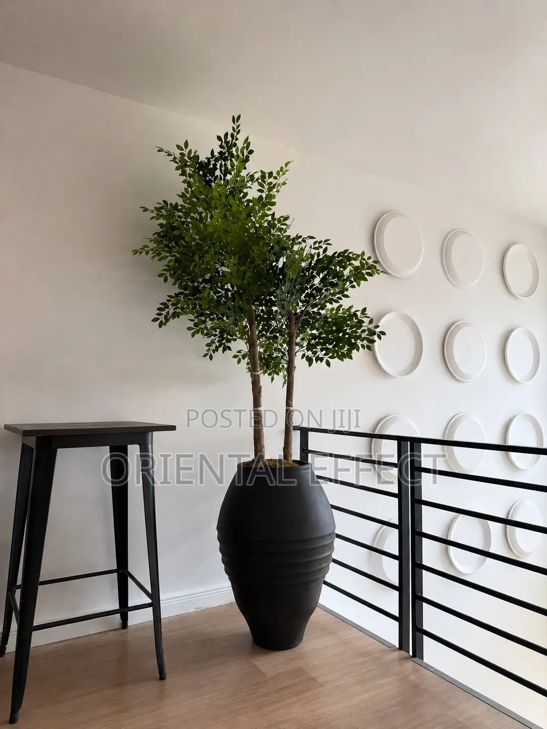 Matte Black Big Venice Pot With Artificial Elm Seed Tree | Nigeria