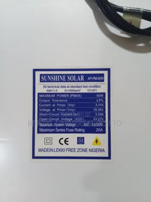 Sunshine Solar 60w Monocrystalline