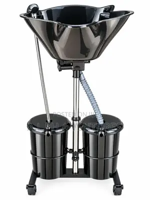 Black Salon Hair Washing Basin With Sprayer and Storage Buckets