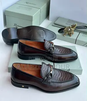 Men’s Luxury Dark Brown Leather Horsebit Loafers With Embossed Pattern