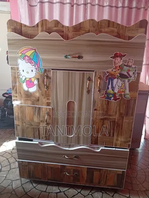 4-Door Children Wardrobe With Hanger and Drawers