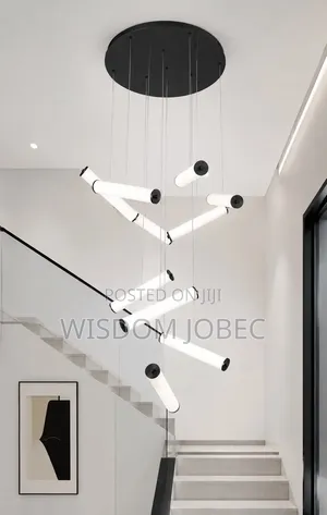 Modern Linear LED Multi-Tube Staircase Chandelier