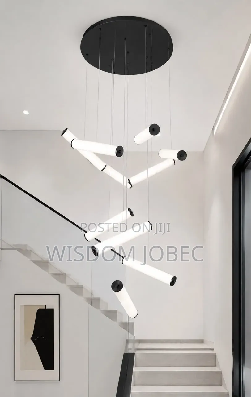 Modern Linear LED Multi-Tube Staircase Chandelier