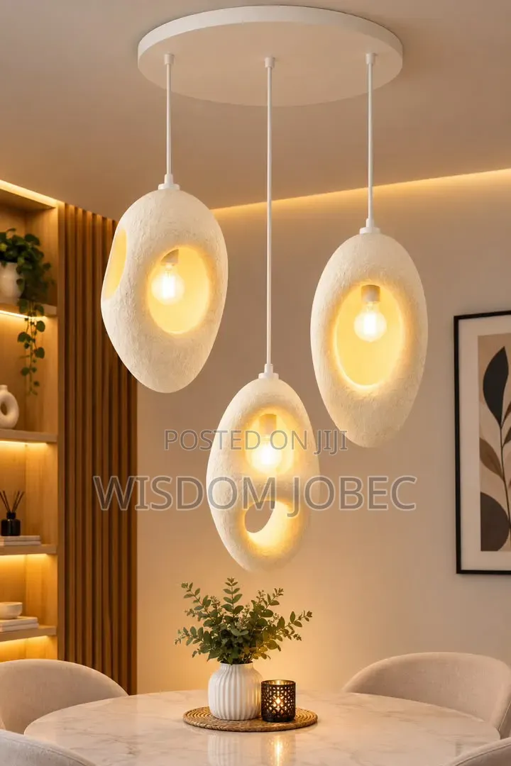 Modern Wabi-Sabi Organic Hollow Pendant Light / Moonstone