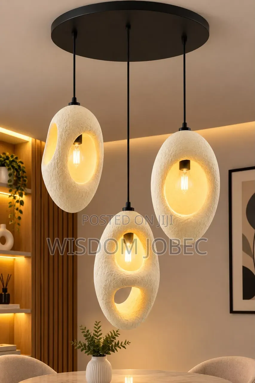 Modern Wabi-Sabi Organic Hollow Pendant Light / Moonstone