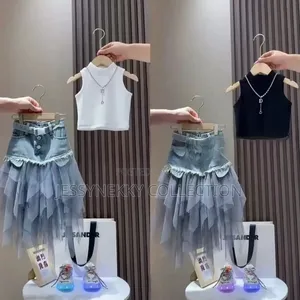 Quality Girls Denim Skirt and Top