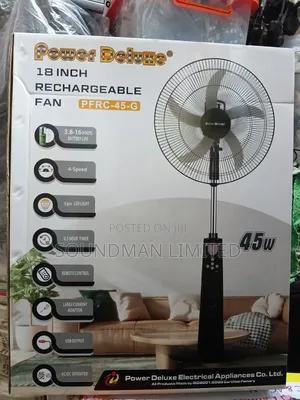 Power Deluxe 18" Rechargeable Standing Fan