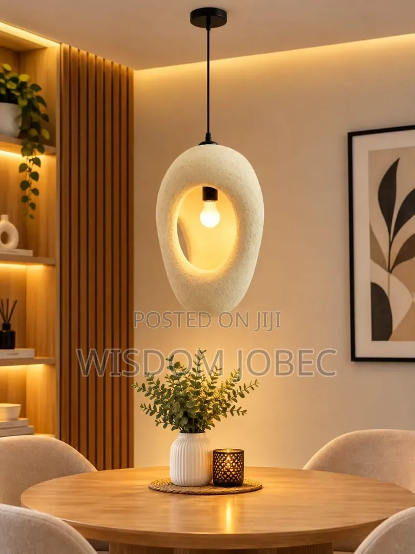 Modern Wabi-Sabi Organic Hollow Pendant Light With a Textured