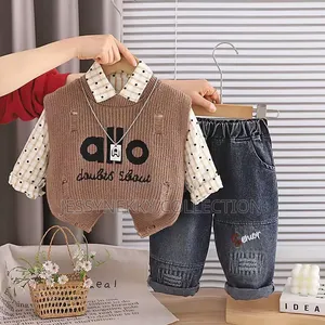 Quality Boys Denim Trousers, Shirt and Knitted Top