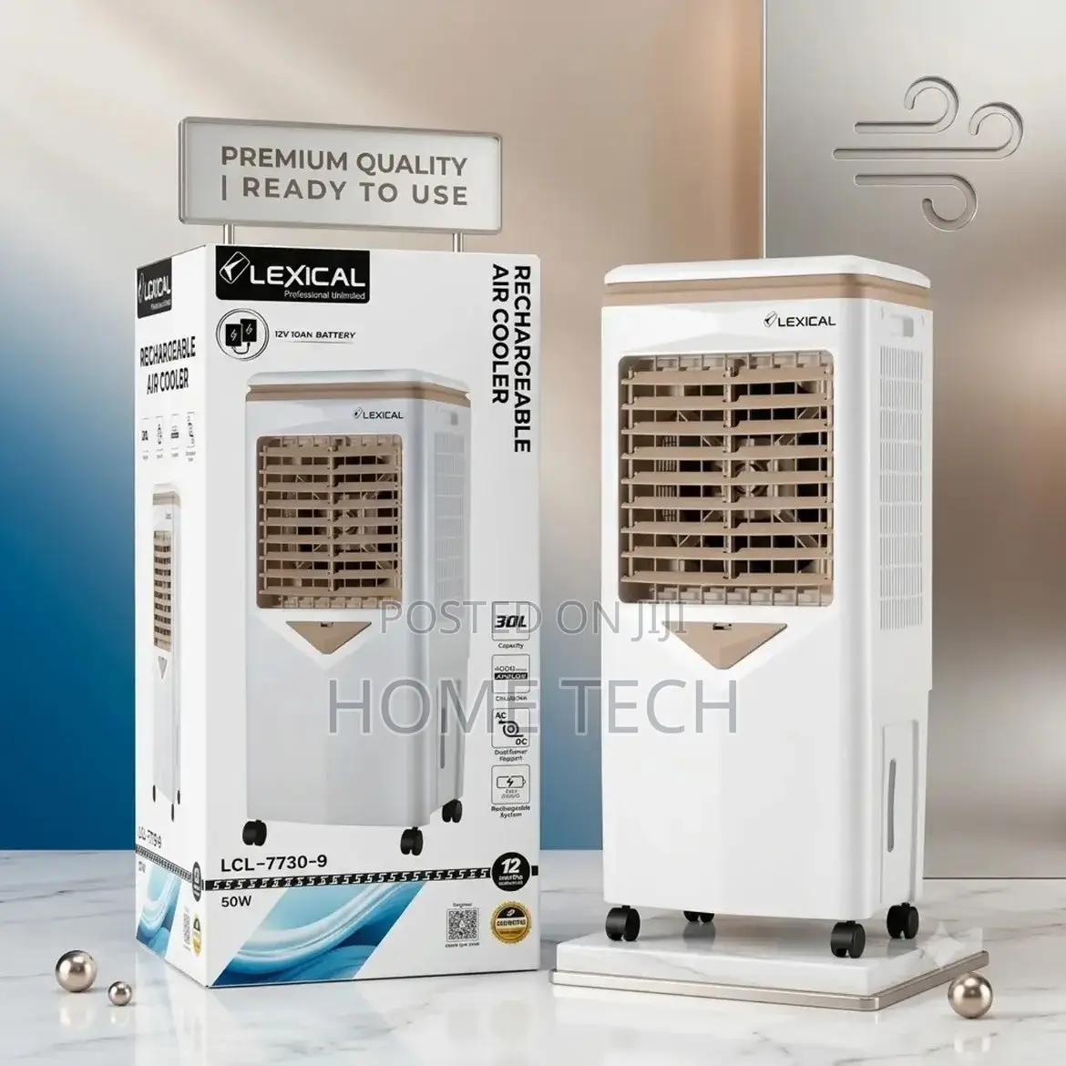 Lexical 30L Rechargeable Air Cooler With Remote Control & Touch Panel