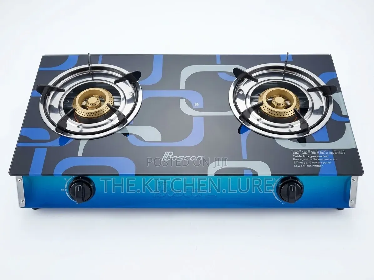 Boscon Double Burner Tempered Glass Table Top Gas Cooker