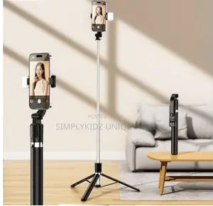 Portable Mobile Selfie Stick Phone Holder With Light & Remote