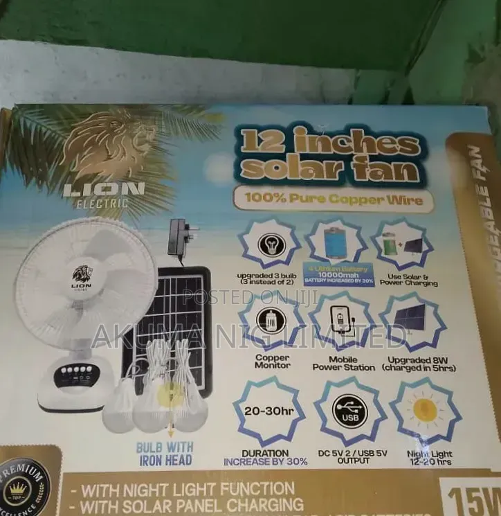 New 12inches Table Solar Rechargeable Fan