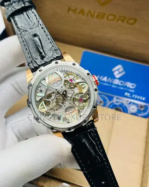 Hanboro Authentic Quality Luxury Men Genuine Leather Wristwatch