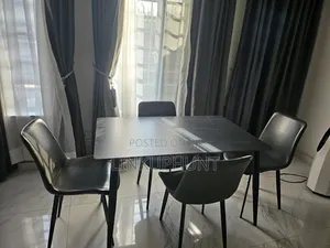 Square Marble Dining Table + 4 (Grey) Sitting Chair