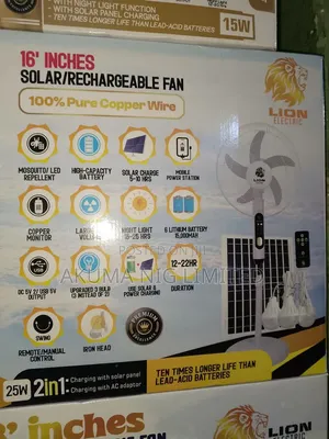 New 16inches Solar Rechargeable Fan