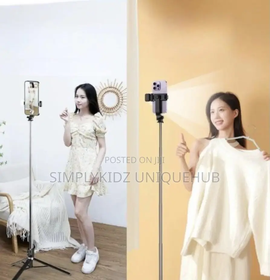 Portable Mobile Selfie Stick Phone Holder With Light & Remote
