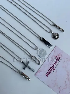 `Silver Stainless Steel Pendant Necklaces for Men - 6 Designs`