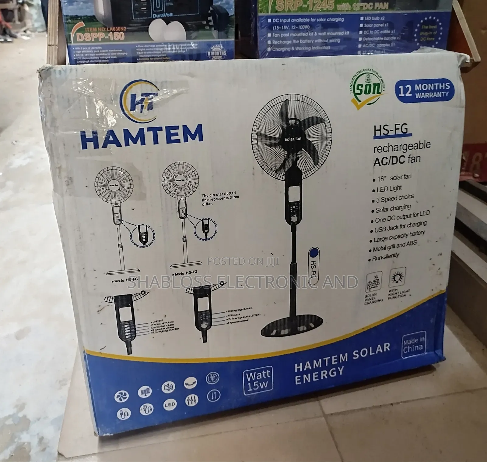 16" Hamtem AC DC Rechargeable Fan